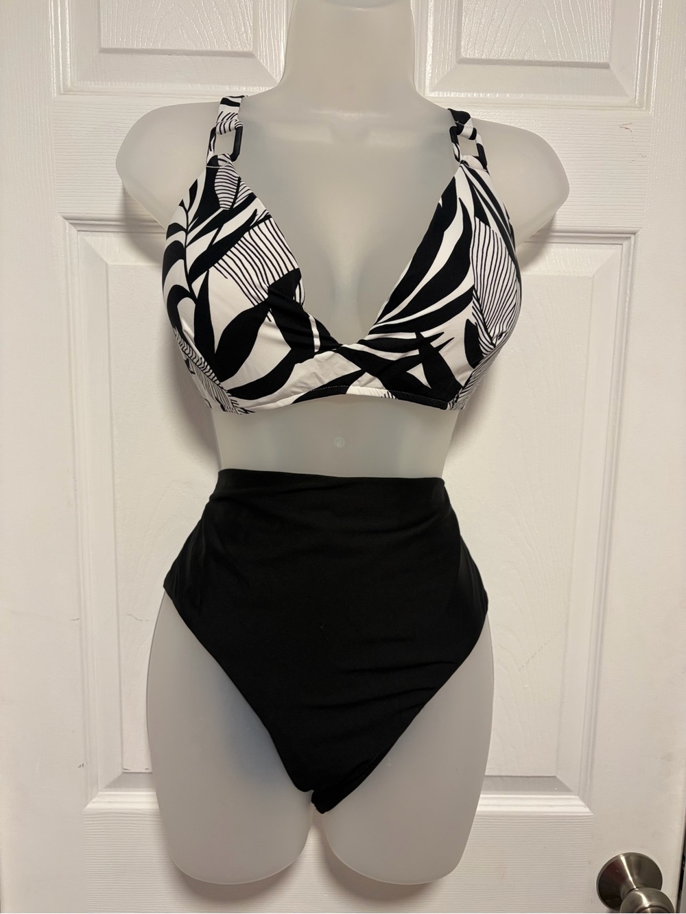 Black & White High-Waist Bikini Set -
